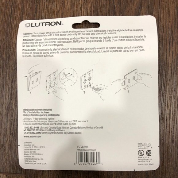 LUTRON Fassada 2 Gang Non Visible Screw Wallplate Gloss White Switch LOT OF 2 - Picture 3 of 5